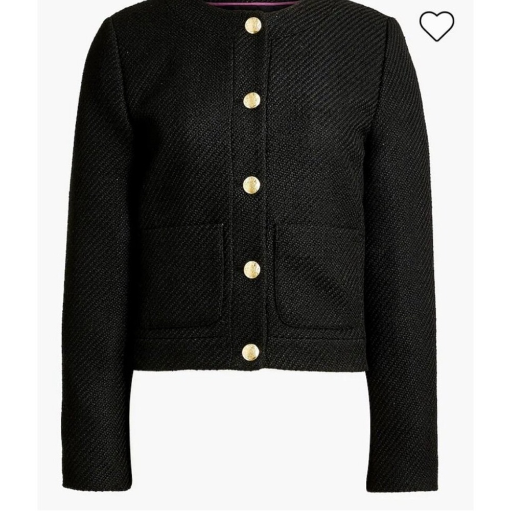 NWT J. Crew Black Petite Tweed Jacket Size 4P